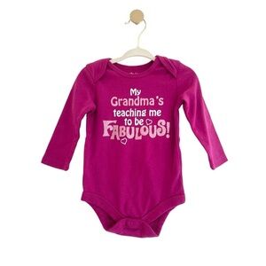 ⚡️4/$20⚡️ Garanimals Fuchsia Long Sleeve Bodysuit Baby Girl Size 12 MTH